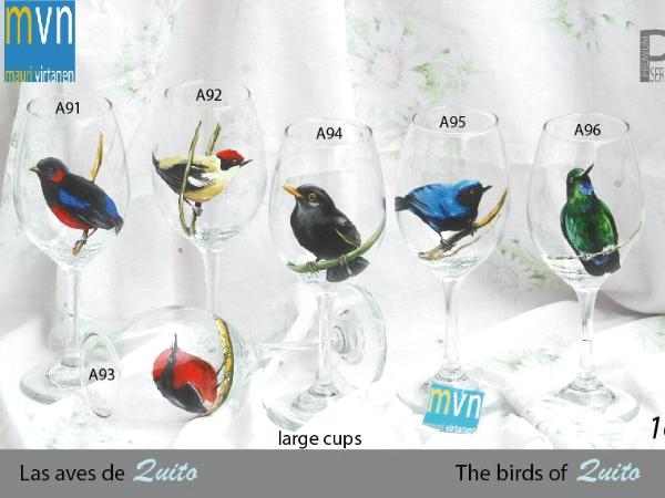 Set of handpainted glasses: BIRDS OF QUITO