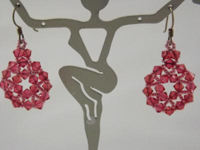 E-7 Pink Swarovski Crystal Medallion Earrings