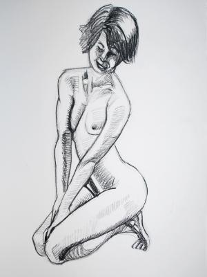 Female Nude, Kneeling