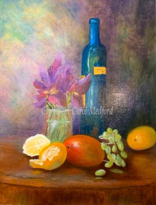 Blue Bottle and Mango, Oil, 24" x 18" NFS