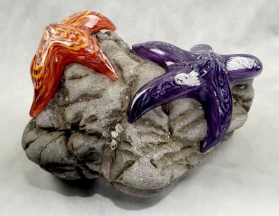 #01 #09162511 Two Starfish on rock Purple & Orange 6.25''HX10''WX7.5''D $280.00 #01 #09162511 Two Starfish on rock Purple & Orange 6.25''HX10''WX7.5''D $280.00