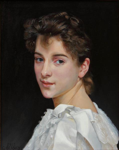 Copy after William Bouguereau of portrait of Gabrielle Cot 1890