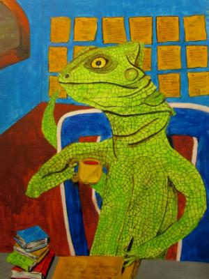 The Lizard Poet Relaxes as he thinks of the Next Right Word