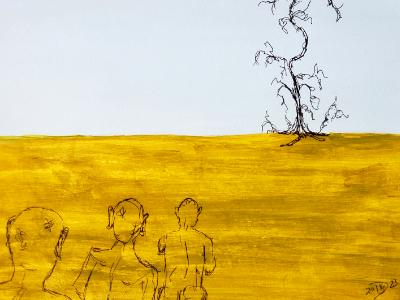 Three fading pilgrams spy the last tree on earth. Three fading pilgrams spy the last tree on earth.