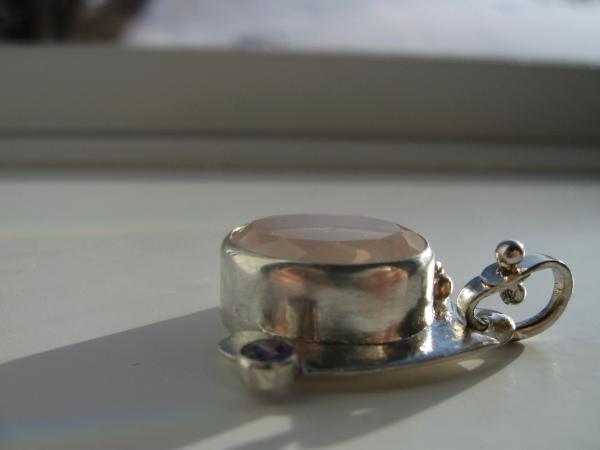 13-109 Sterling and Rose Quartz Pendant