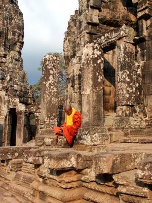 Monk at Angkor Thom Monk at Angkor Thom