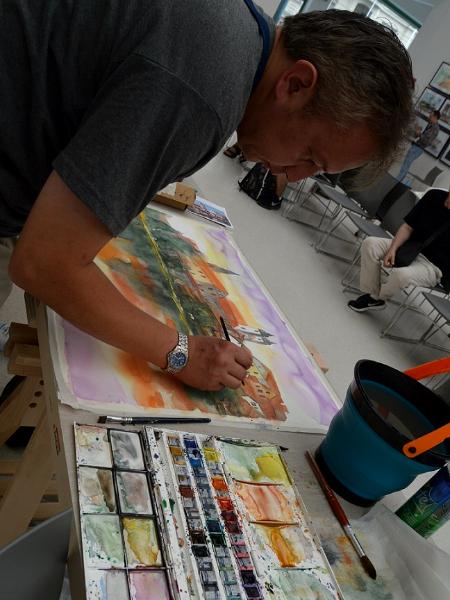 Very early in the morning in Telc - Czech Republic, 76cm x 56cm (WATERCOLOR DEMONSTRATION)