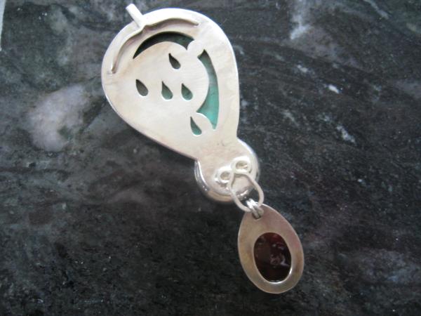 14-012 -Turquoise tear drop, Clear Quartz and blood agate