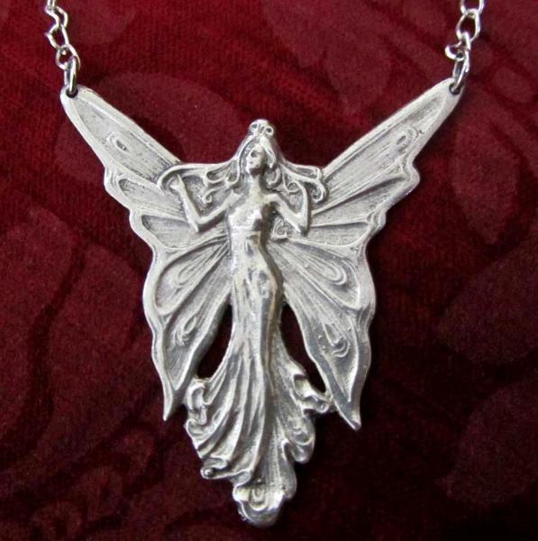 Angel Fairy pendant necklace Art Nouveau style