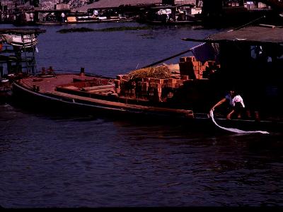 Washing clothes on boat