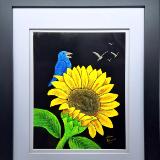 Indigo Bunting on Sunflower