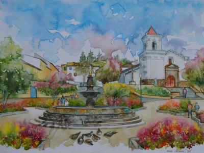 San Blas square and church, 80cm x 60cm, 2015 San Blas square and church, 80cm x 60cm, 2015