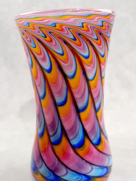 #01072610 Drinking glass Rainbow Tie-Die colors  6.5''HX3.5''W $90.00