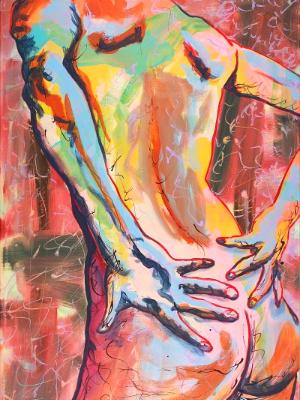 Rainbow Goddess 14-022 - acrylic painting on canvas, 24in x 36in