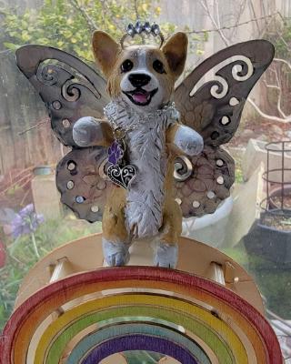 Flutterbye Angel of your furbaby with rainbow stand