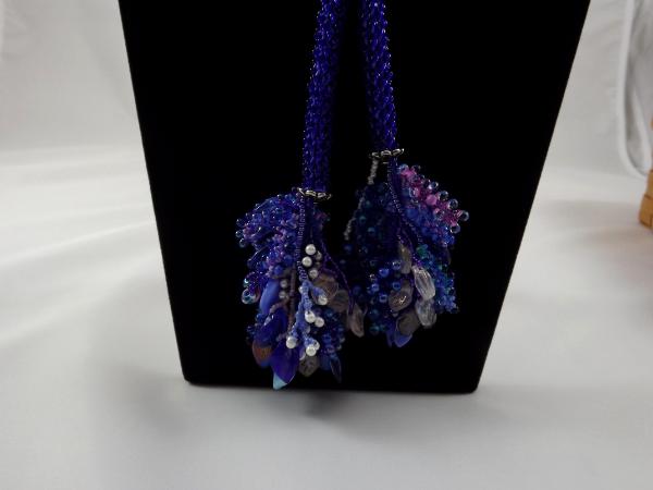 N-70 Cobalt Blue Crocheted Tassel Rope Necklace