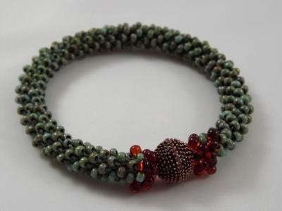 B-70 turquoise Picasso crocheted rope bracelet