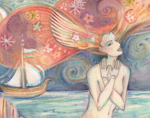 Ulysses Muse original mermaid whimsical fantasy painting Mermaid Art