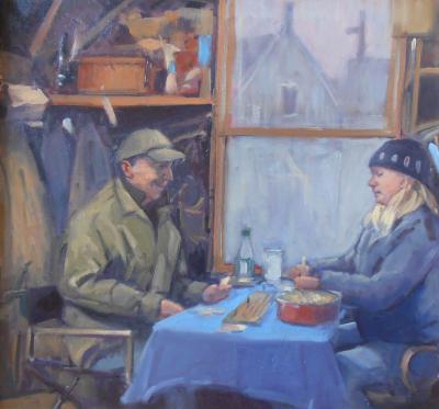 Cribbage Match 20x22" oil sold Cribbage Match 20x22" oil sold