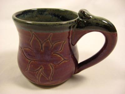 110901.I Coffee Mug with Carved Flower Design 110901.I Coffee Mug with Carved Flower Design