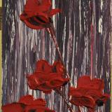 Red Flowers 8 X 16 Acrylic on Canvas board Embellished prints available 