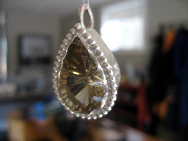 13-136 Large Sterling Teardrop Quartz Pendant