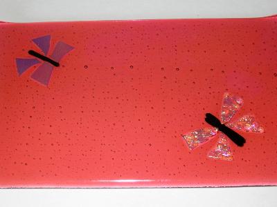 Dark coral tray with butterflies Dark coral tray with butterflies