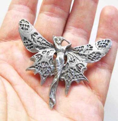 Fairy Art Nouveau brooch fairy pin vintage jewelry design 