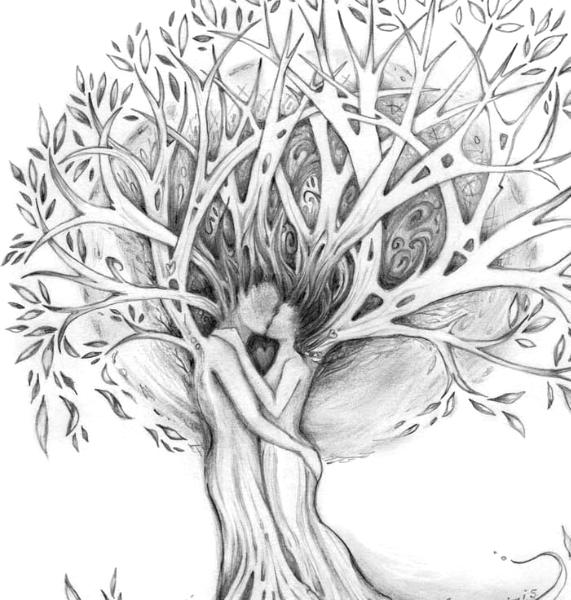 Tree of Love art print tree drawing with celtic knotwork roots