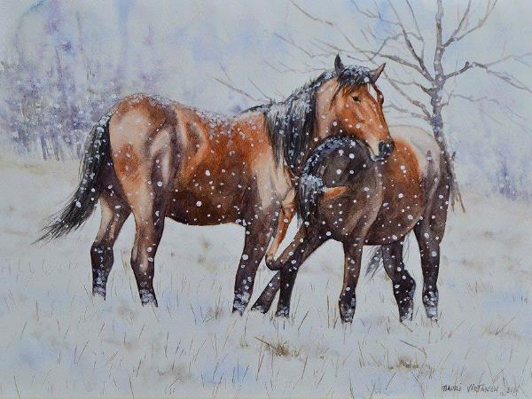 Horses on the snow, 80cm x 60cm, 2014