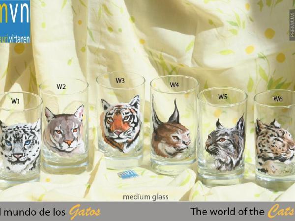 set of handpainted glasses: BIG CATS