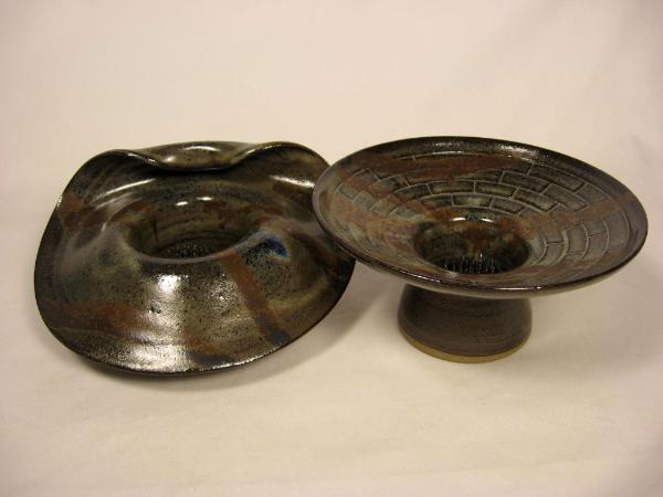 120508.GH Flower Vases with Grey/Brown Glazes