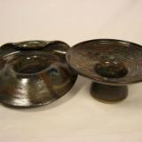120508.GH Flower Vases with Grey/Brown Glazes