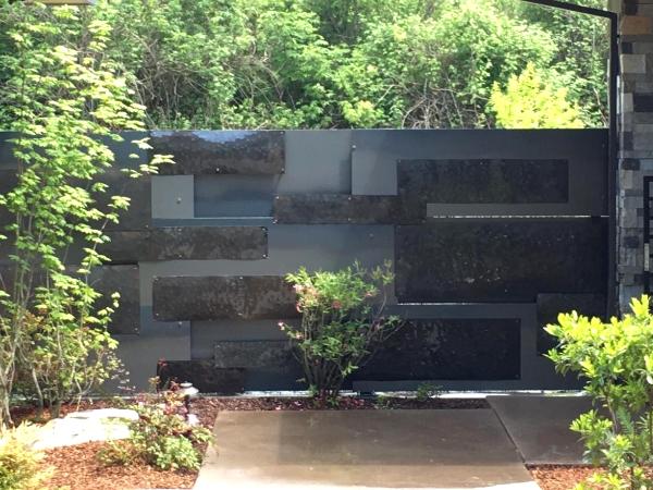 Steel Wall with Hammered Steel Accents