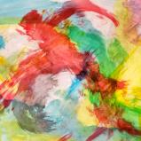 The red dancer boggies through space and time. 