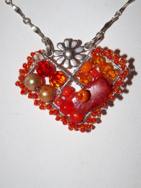 N-83 Orange Mosaic Necklace