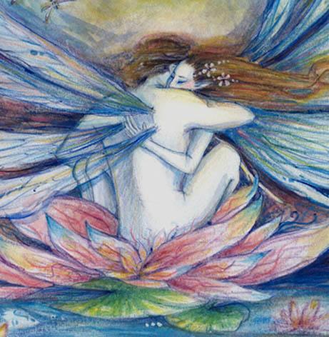 The Lillypond Fairy art print fairy lovers picture from an original painting