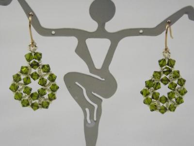 E-6 Olive Swarovski Crystal Medallion Earrings