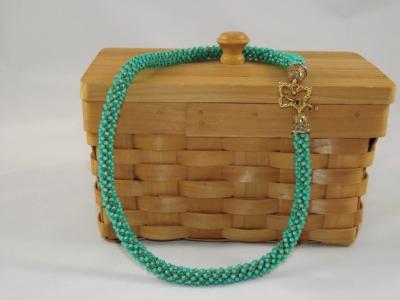 N-45 Bright Aqua Crocheted Rope Necklace N-45 Bright Aqua Crocheted Rope Necklace