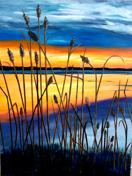 Sunset with Reeds 