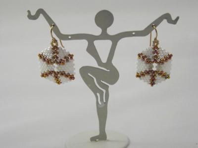 E-10 White & Gold AB Hexagon Earrings E-10 White & Gold AB Hexagon Earrings
