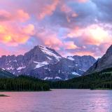 Swiftcurrent Lake Sunset Panorama (click for full width)