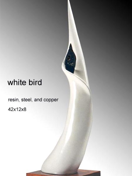 white bird |steel & resin | 42" tall