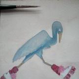 blue heron on roller skates