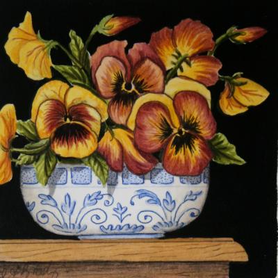 Joyful Pansies - miniature SOLD