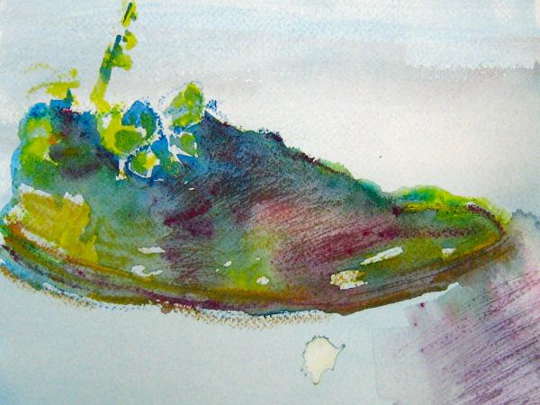 Watercolour 1(green on pale blue)