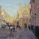 Sunshine & Shadows, Bath Abbey, oils, 16x12 ins