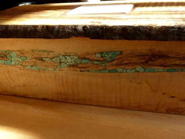 Turquoise Inlay/Fossilized Knightia Alta Curio Box