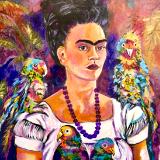 Frida Kahlo in Mardi Gras beads 