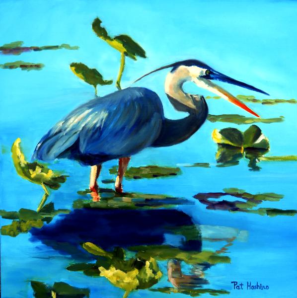 Great Blue Heron - oil - 20x20 sold